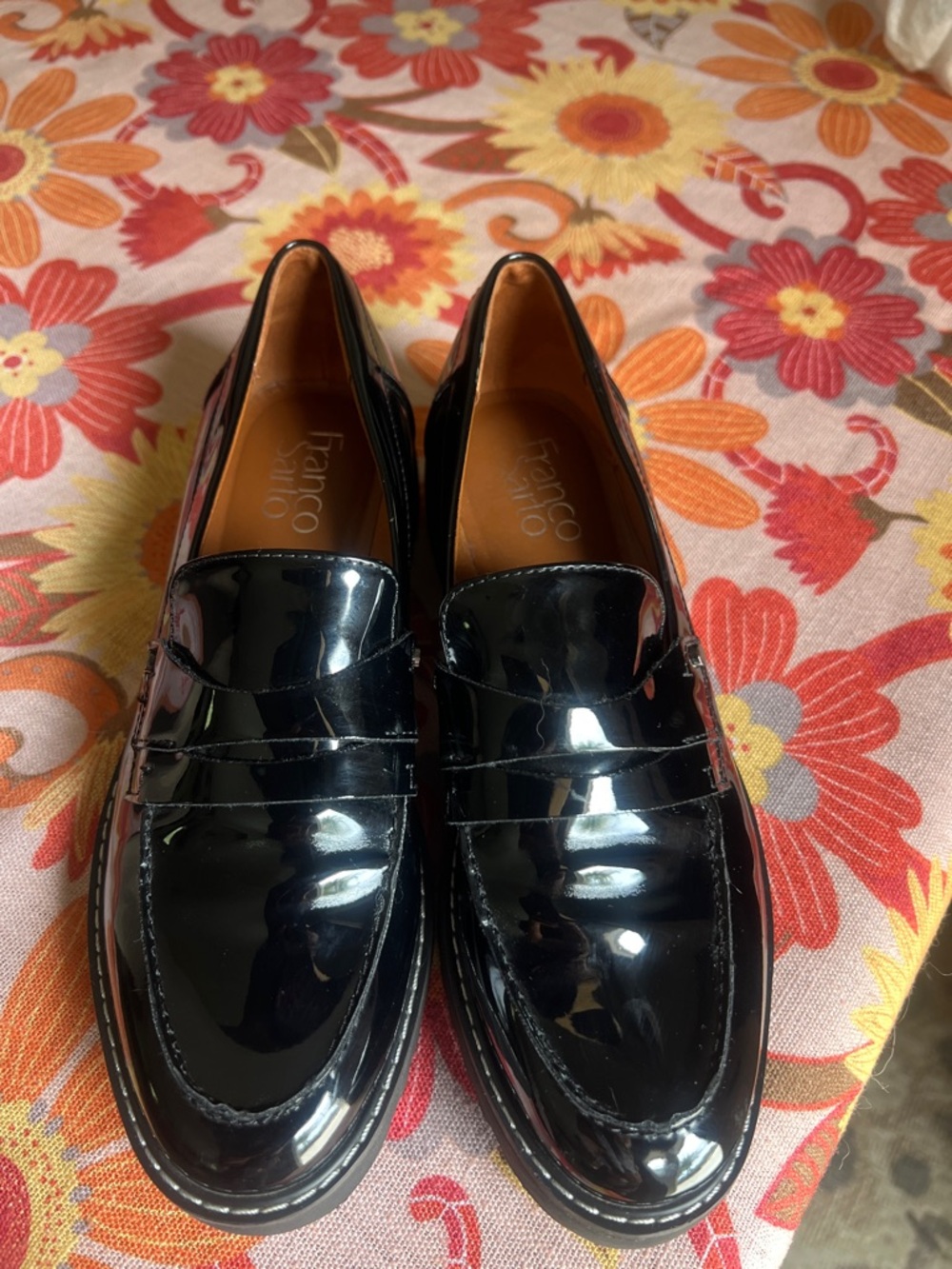 Franco Sarto Black Patent Penny Loafers